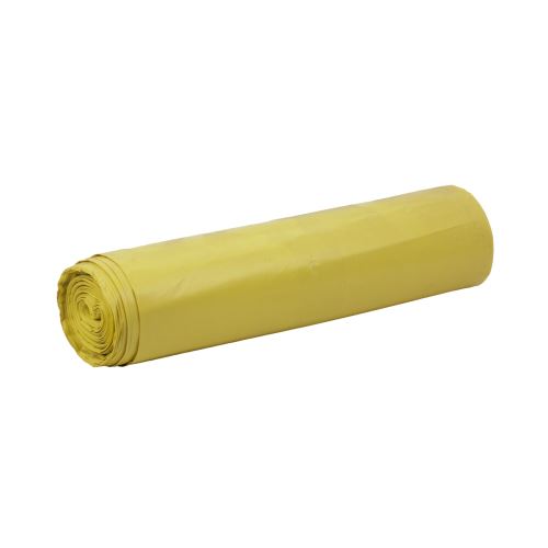 LDPE szemeteszsák, vastagsága 80 µm, űrtartalom 120 L, hossza 110 cm, szélessége 70 cm, sárga, 25 db
