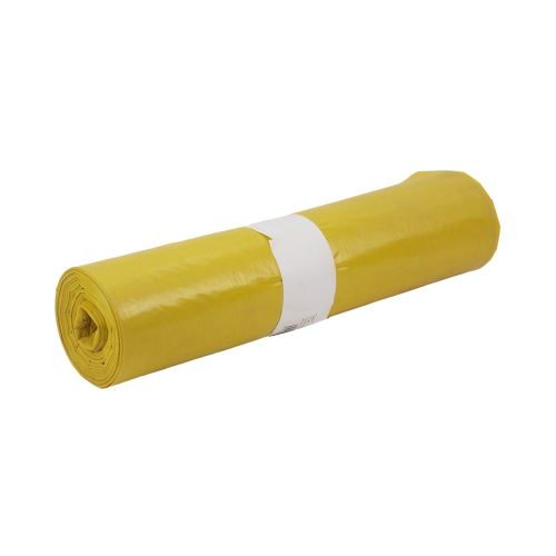 LDPE szemeteszsák, vastagsága 60 µm, űrtartalom 120 L, hossza 110 cm, szélessége 70 cm, sárga, 25 db