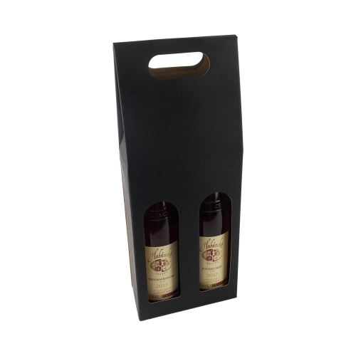 Hordozható boros kartondoboz ablakkal, VINKY 2 fekete