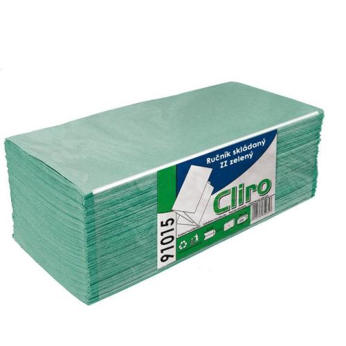 Cliro papírtörlő, 1 rétegű, cikkcakkos, hajtogatott, zöld, 5000 db