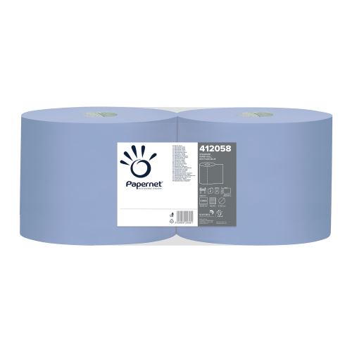 Ipari törlők tekercsben Duomini blue, 2 rétegű, szélesség 21,5 cm, 360 m a tekercsen, kék, 2 db