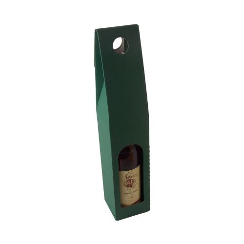 Hordozható boros kartondoboz ablakkal, VINKY 1, zöld