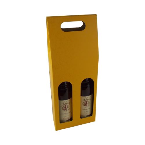 Hordozható boros kartondoboz ablakkal, VINKY 2 sárga